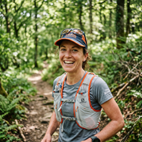 Realistisch portret van een Franse trail runner, 34 jaar